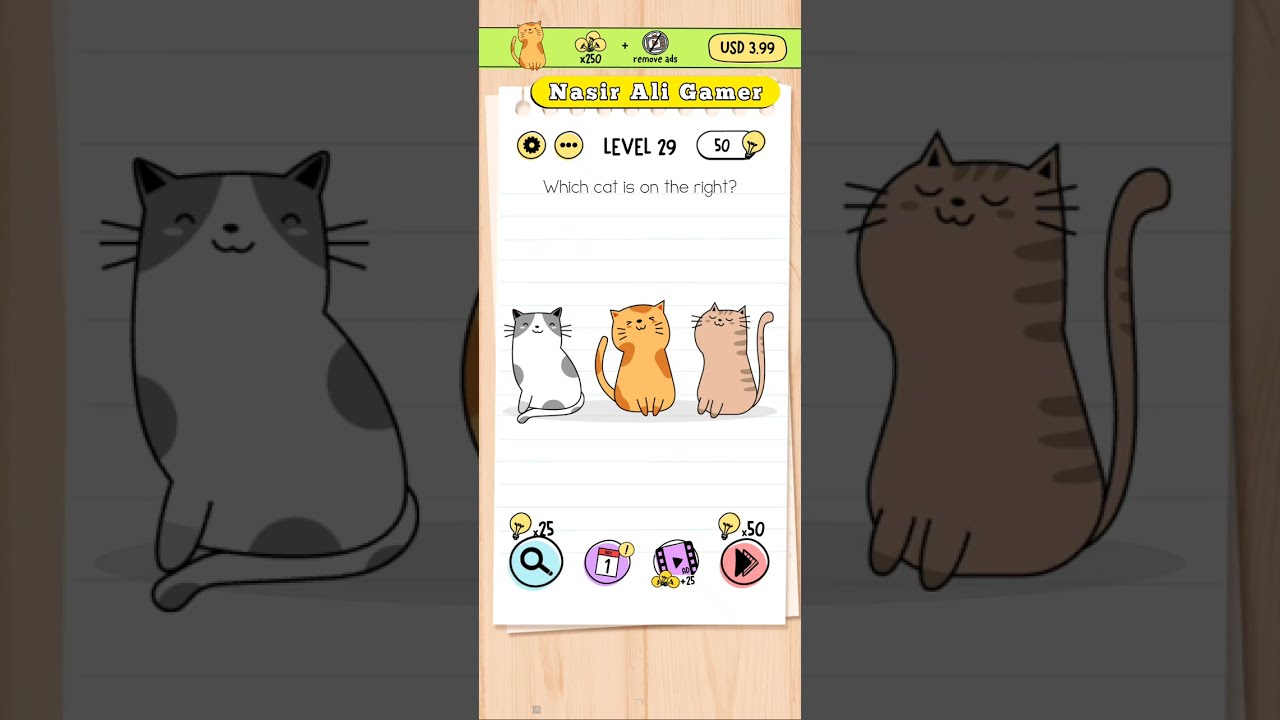 Brain Test Level 29 Which Cat is on the right Walkthrough