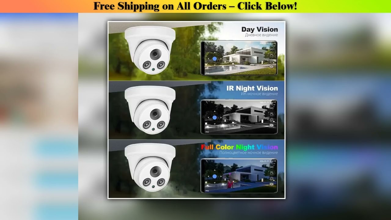 CCTV 10CH 8MP 4K Security Camera System HD POE NVR Kit  Audio Record Human Detection Outdoor Video