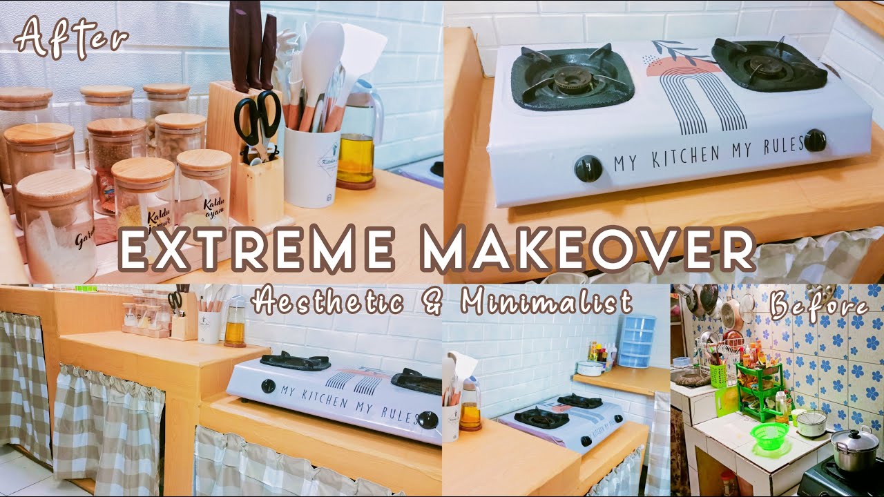 MAKEOVER DAPUR LOW BUDGET Aesthetic and Minimalist | EXTREME KITCHEN MAKEOVER
