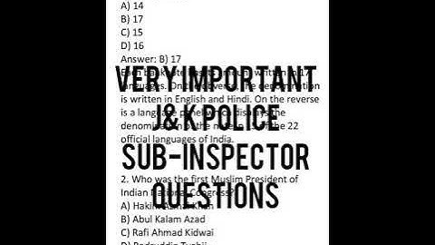 Jkpolice SUB-INSPECTOR Important expected questions (part i)