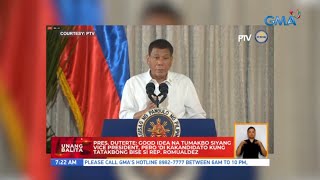 Duterte: I promised to back Martin Romualdez for VP in Eleksyon 2022 | UB