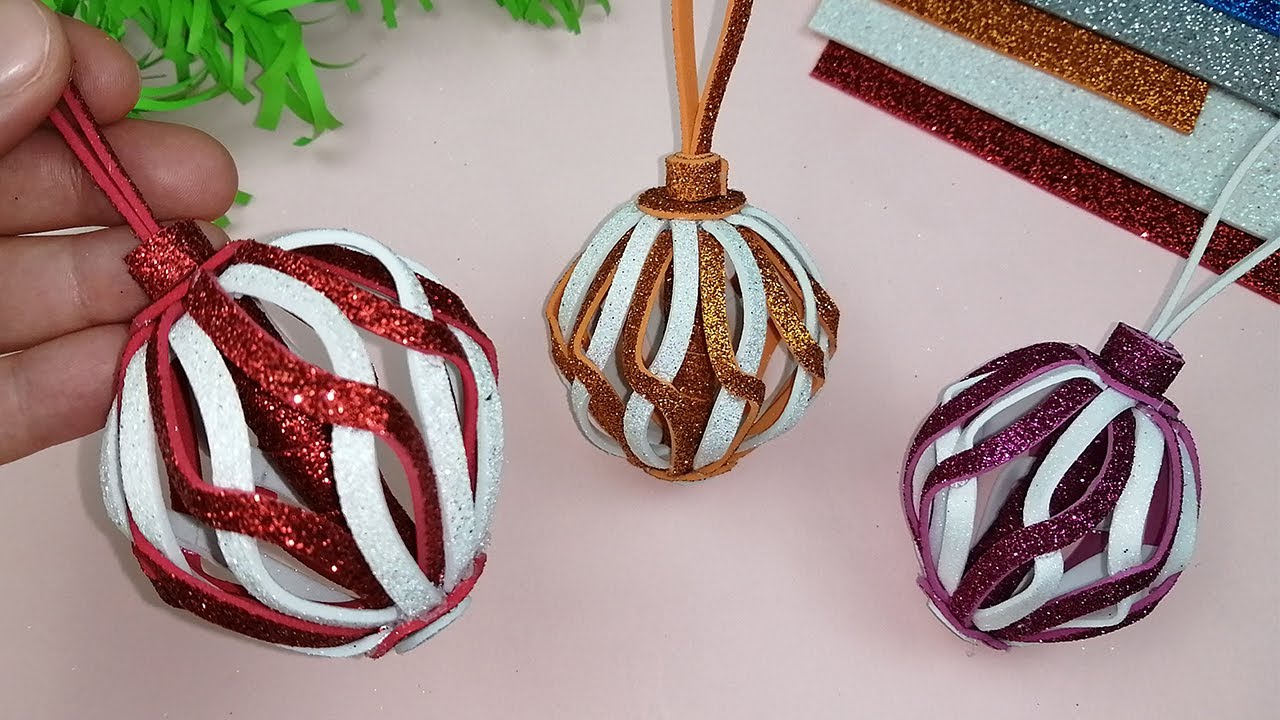 Christmas Ornaments with Glitter Foam Eva - YouTube