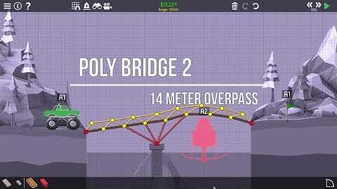 Poly Bridge 2 1-04 14 Meter Overpass (Under Budget and Under Stress)