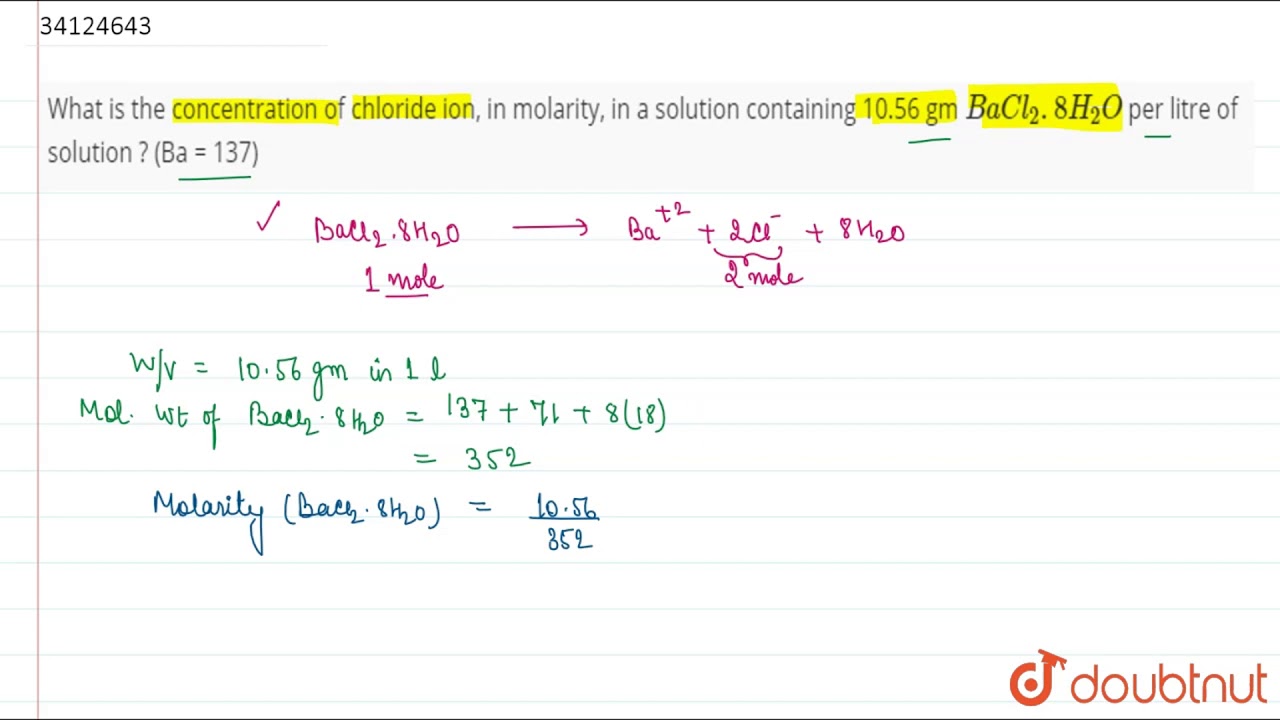 7. Comparison of Cl- ion concentration to that of Ba^+ ions in the solution