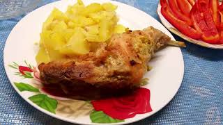 Кролик с картошкой, запеченный  в рукаве