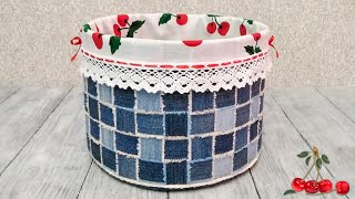 Проще и быть не может! Красивая КОРЗИНА из старых джинсов - Beautiful BASKET out of old jeans