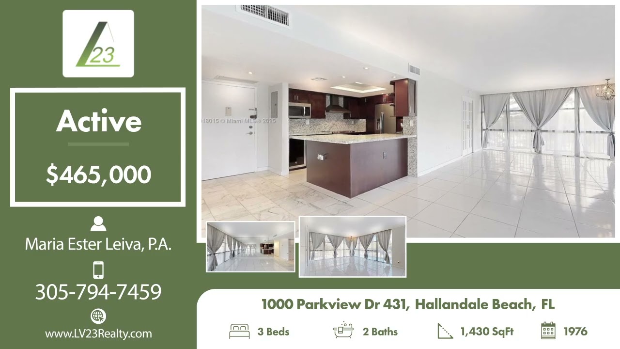 Active in 1000 Parkview Dr 431, Hallandale Beach, FL Contact me for a showing!