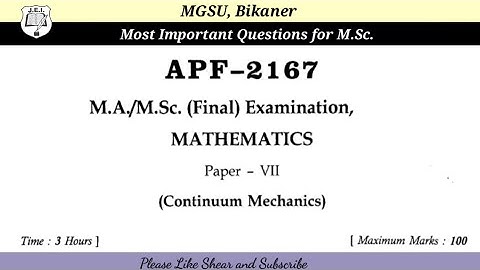 most important questions for MSc Maths Continuum Mechanics part-1 #mostimportantquestions #mgsu #msc