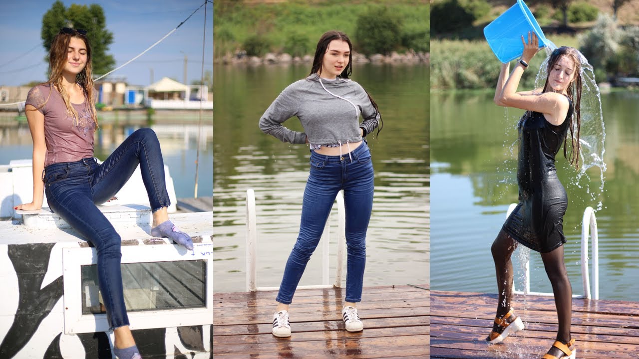 CLOTHES ON, WATER IN - GIRLS GONE WET IN THE RIVER!