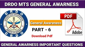 DRDO MTS IMPORTANT GENERAL AWARENESS QUESTIONS PART 6, 15-01-2020