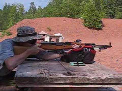 Firing a few shots with a Norinco SKS-D semi-auto rifle. The "D" is a commercial Norinco product that differs from a standard SKS in that it was factory altered to take AK type 7.62x39mm detachable box magazines - in this case a five rounder. The rifle in the video is "stock" except for a rubber butt pad extension. While you can bolt on a lot of accessories and crap in the end it's still an SKS - you are better to spend your money on ammo for practice!