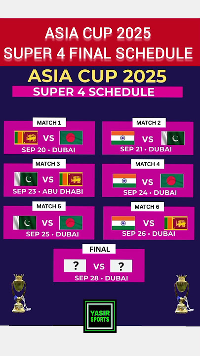 Asia Cup 2025 Super 4 Schedule | Asia Cup Schedule 4 Schedule | Asia Cup 2025 Schedule #asiacup2025