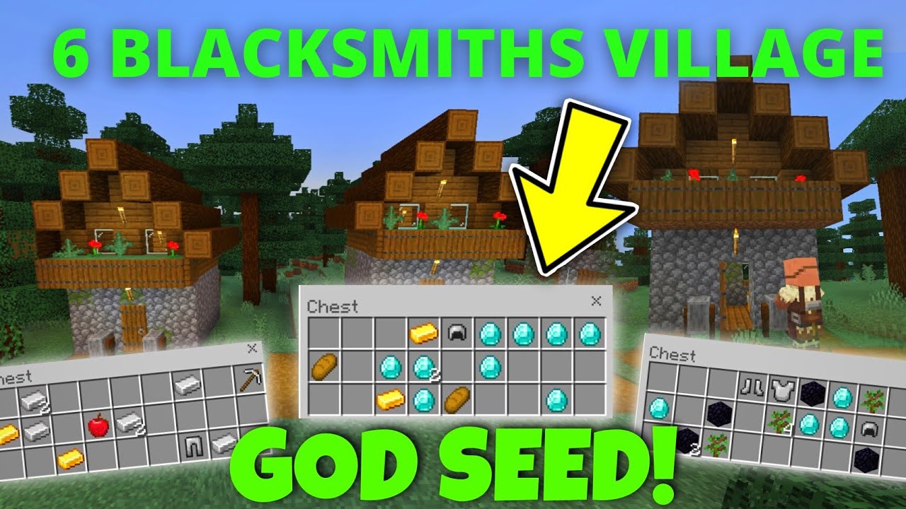 💥[SEED] NEW Best Seed for Minecraft 1.18 Bedrock Edition *6 BLACKSMITHS ...