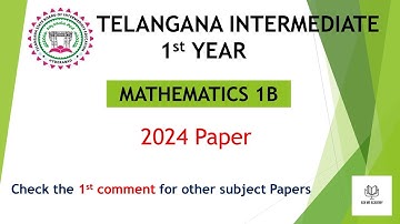 TS Inter 1st Year Maths 1B 2024 March previous Question Papers IPE Telangana Mathematics 1B