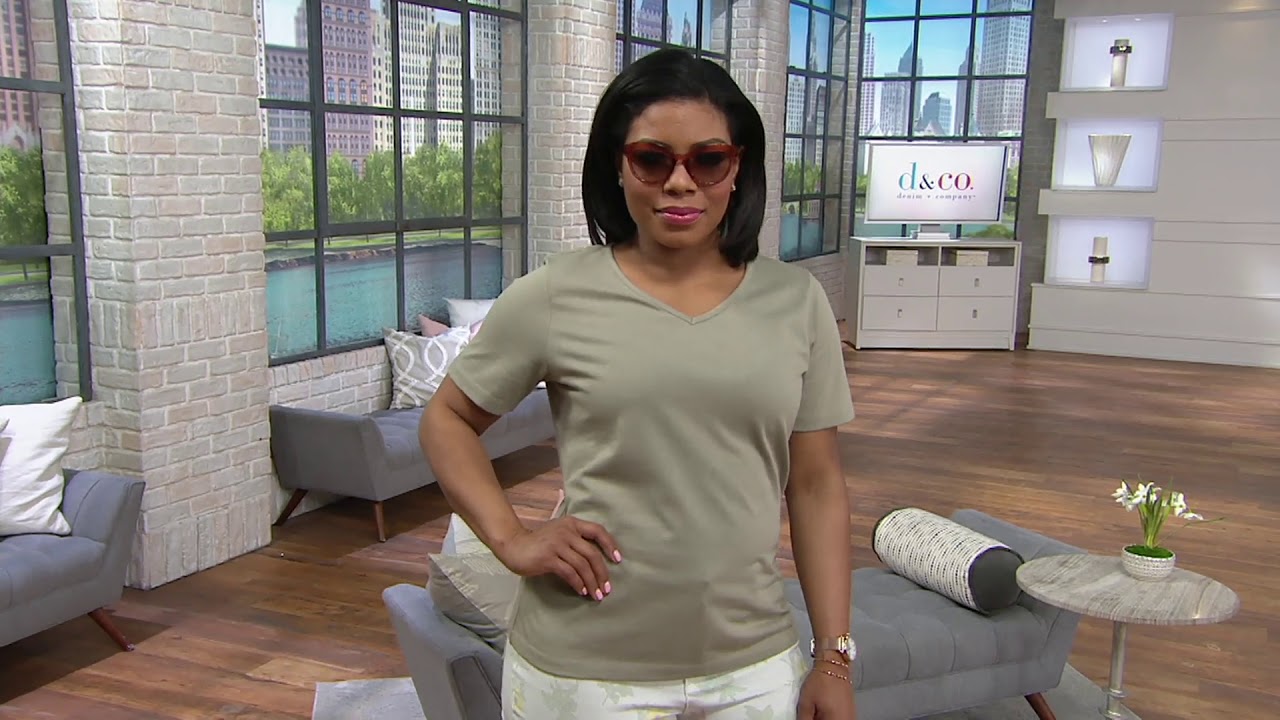 Denim & Co. Essentials V-neck Short Sleeve Top on QVC