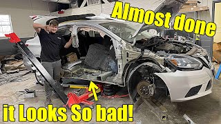 I had To Cut Up Half The Car TO Repair this Smashed Nissan!!!