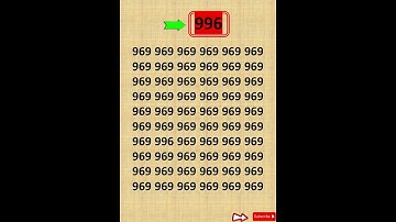 Senior Brain exercise: Try to find The number 996 #findthedifference #puzzle #quiz #shorts