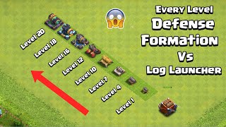 Every Level Defense Formation vs Log Launcher | Clash of Clans | COC