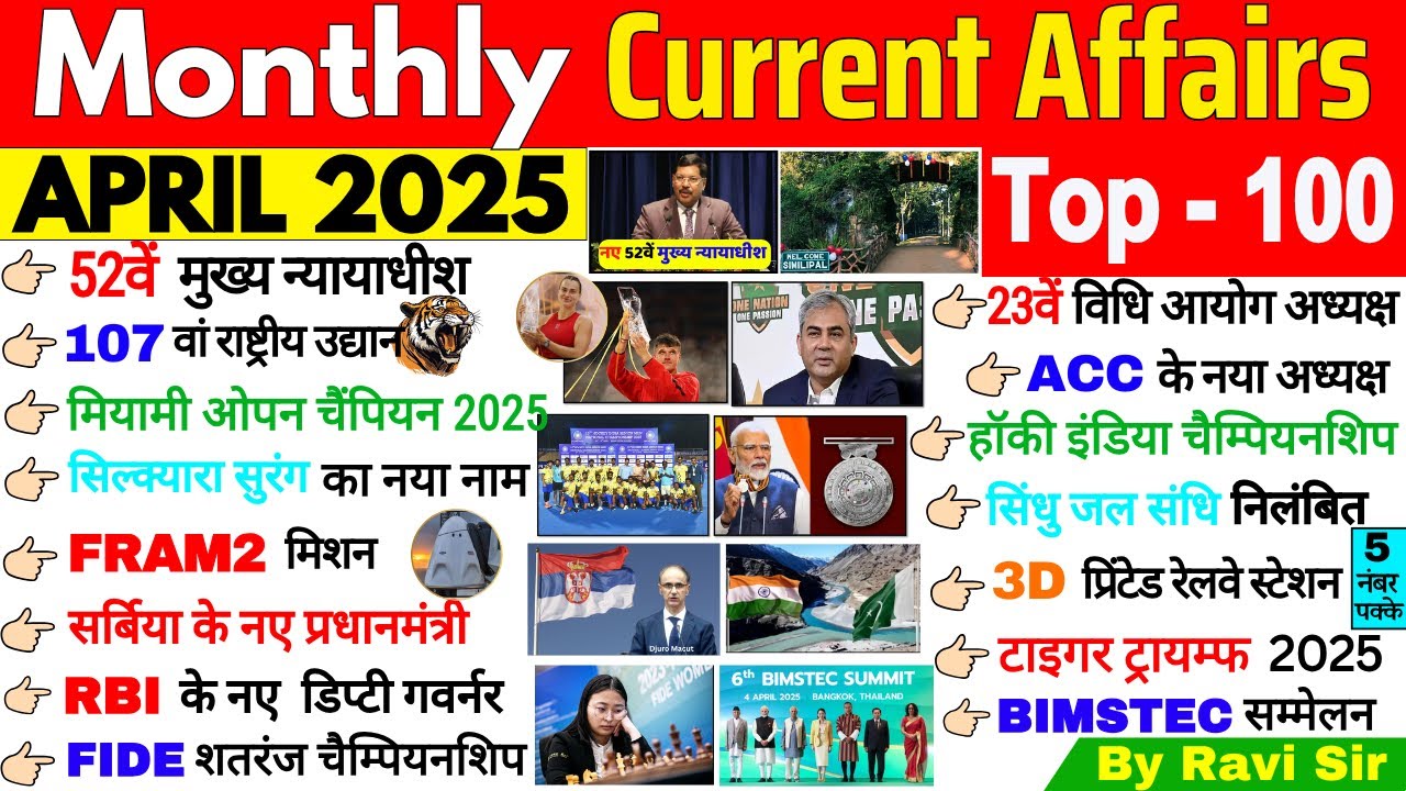 April 2025 Monthly Current Affairs | Current Affairs 2025 Full Month ...