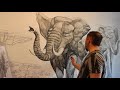 Рисунок на стене - Слоны 21