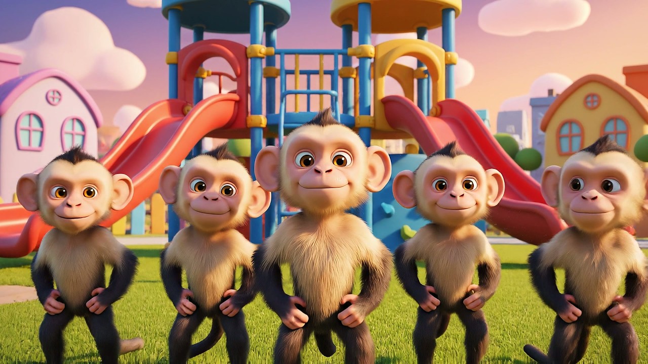 Five Little Monkeys Jungle Gym Pranks | Funny Monkeys & Jungle Kids Songs
