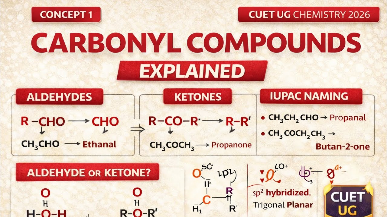 Carbonyl Compounds Explained Nomenclature & Structure of Aldehydes and Ketones | CUET UG Chemistry