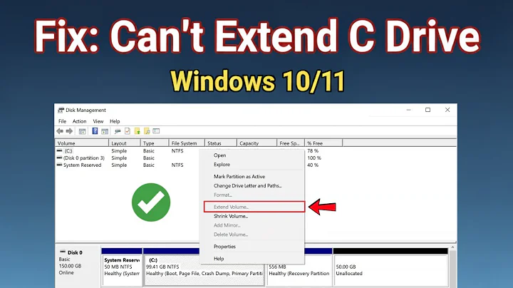 ✅ Fixed: Can't Extend C Drive with Unallocated Space in Windows 10/11