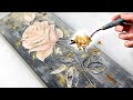 A new dimension of textured art  easy palette knife rose gold leaf  ab creative tutorial