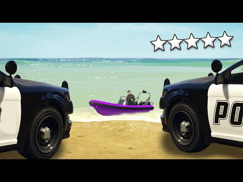 Escaping 5 Stars In A Tiny Boat! | GTA5