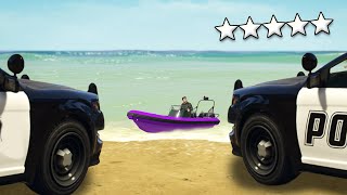 Escaping 5 Stars In A Tiny Boat! | GTA5
