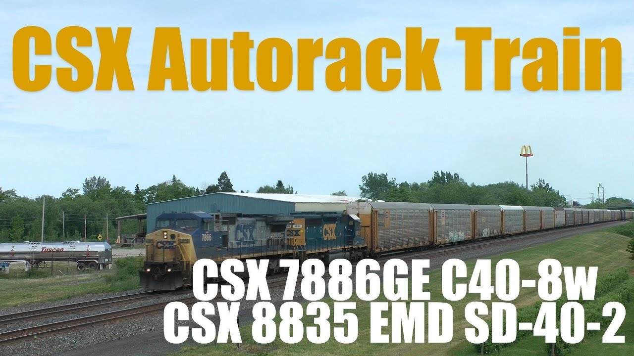 CSX Autorack Train with CSX 7886 and CSX 8835 - YouTube