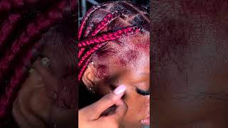 Some closeup action---Large knotless burgundy color👏😍##mscocohair #hairstyle #shorts #knotlessbraids