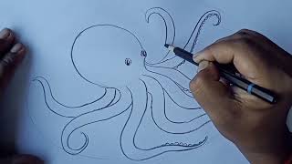 How to draw an octopus step by step
