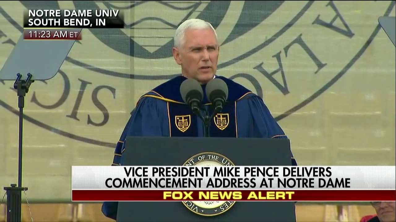 Notre Dame graduates walk out as VP Mike Pence begins address