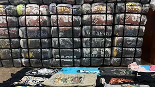 Vintage mix printed t shirt us products open bale review. #vinagetshirtbale #bandtees #bandtshirts