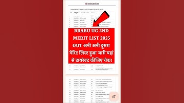 BRABU UG 2ND Merit List 2025 | BRABU UG Second Merit List 2025 | BRABU UG 2nd merit list #brabu