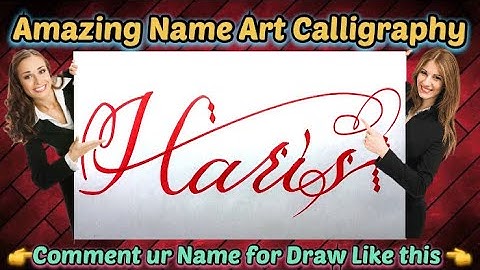 Haris Name Signature Calligraphy Status | How to Draw, Cursive Calligraphy with Cut Marker