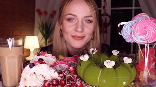 Mukbang | Торт, Меренга, Ягоды, Кофе | Cake, Meringue, Berries, Coffee Не Asmr