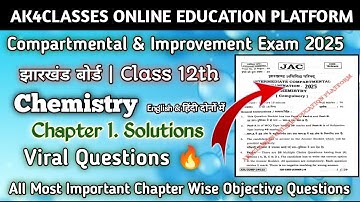 JAC Board Class 12th Chemistry Chapterwise MCQs for Compartment and Improvement Exam 2025 Day 1