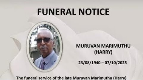 Funeral Service of The Late Muruvan Marimuthu (Harry)