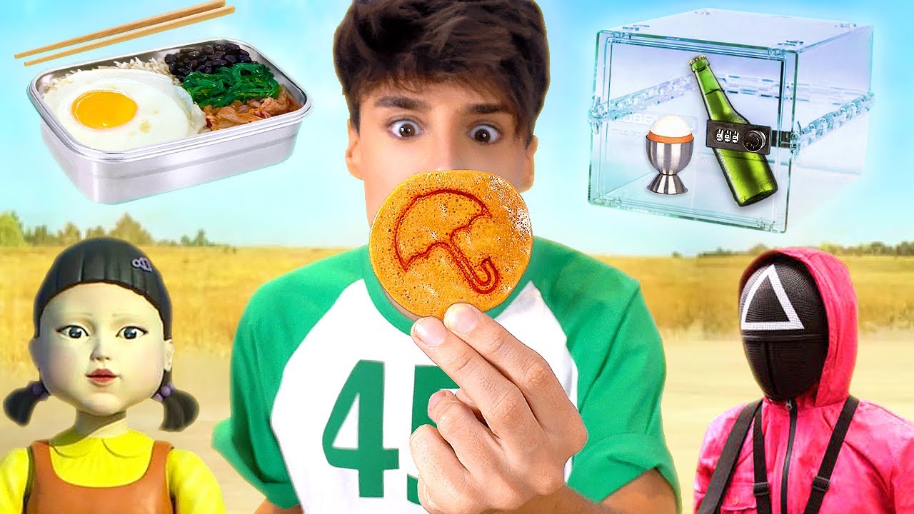 I only ate SQUID GAME Foods for 24 Hours + Playing The Actual Challenges! | Raphael Gomes