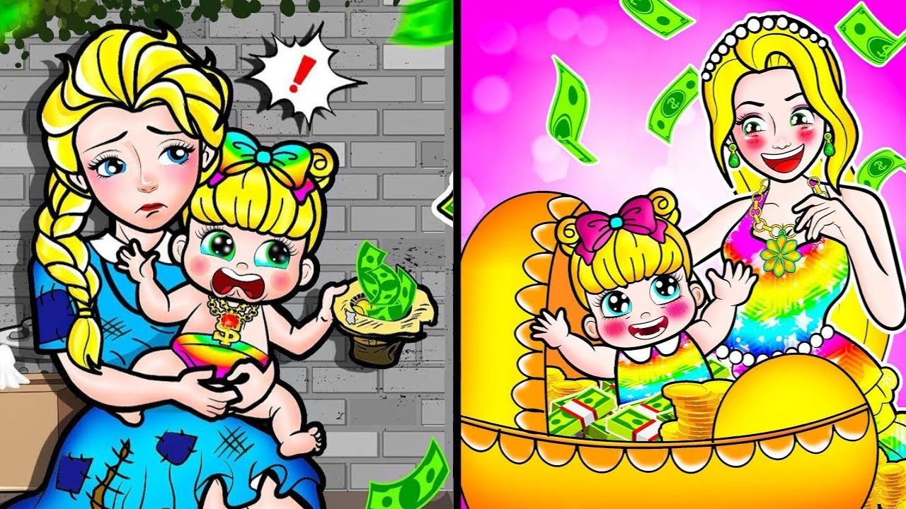 🎀 ***Бумажные куклы: Богатые против бедных против нищих! Потерянная Рапунцель и мама Эльзы — кто ...