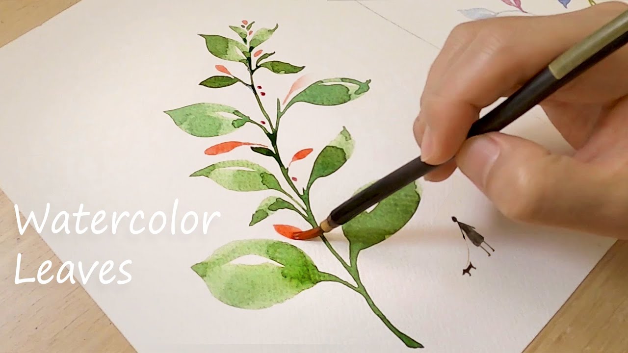 Simple Leaf Watercolor Painting - YouTube