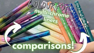 NEW ColourPop MULTICHROME BFF Creme Gel Liners | Close Ups, Live Swatches + Comparisons