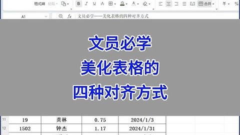 美化表格的四种对齐方式。#excel #wps #办公技巧 #电脑 #职场
