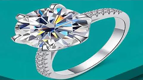 KNOBSPIN 5ct D Color Moissanite Ring S925 Sterling Sliver Plated 18k White Gold Eternity Band Weddin