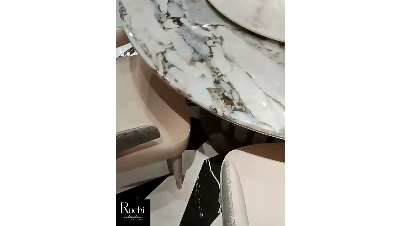 Marble Round Dining Table Set With Lazy-Susan | Ruchi Collection Product ID:- SQ15