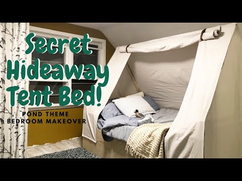 He dreamt it, We DIY'd it! Secret Hideaway Tent Bed Build REVEAL