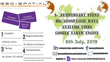 1st Anniversary Event | Registration | Big GeoSpatial Data Analysis using Google Earth Engine