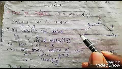 Derive equation for Time of flight in projectile motion